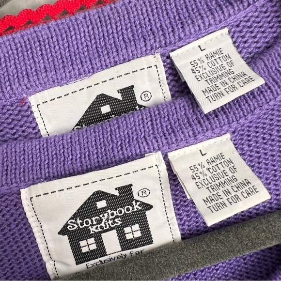 2/25 Storybook Knits Red Hat Society Women’s Large Sweater Set Purple 2pc Cardi - Picture 5 of 6